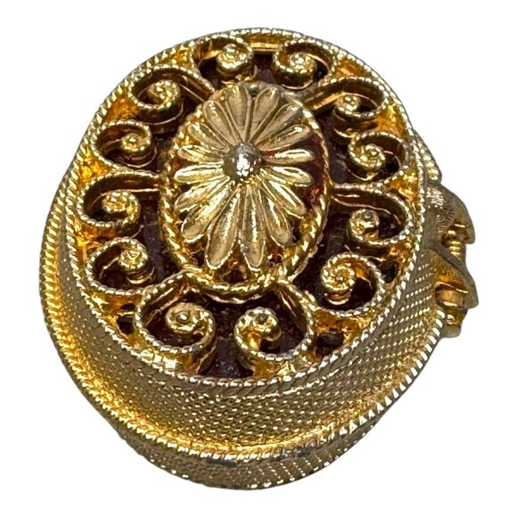 Vintage Max Factor Hypnotique Creme Perfume Compact Gold Tone Art Deco Makeup - Picture 2 of 9